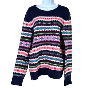 Gap Womens Colorful Fair Isle Striped Sweater Size L Tall Fisherman Outdoors Ski